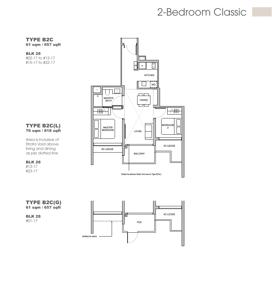 2 Bedroom Classic floor plan Types B2C