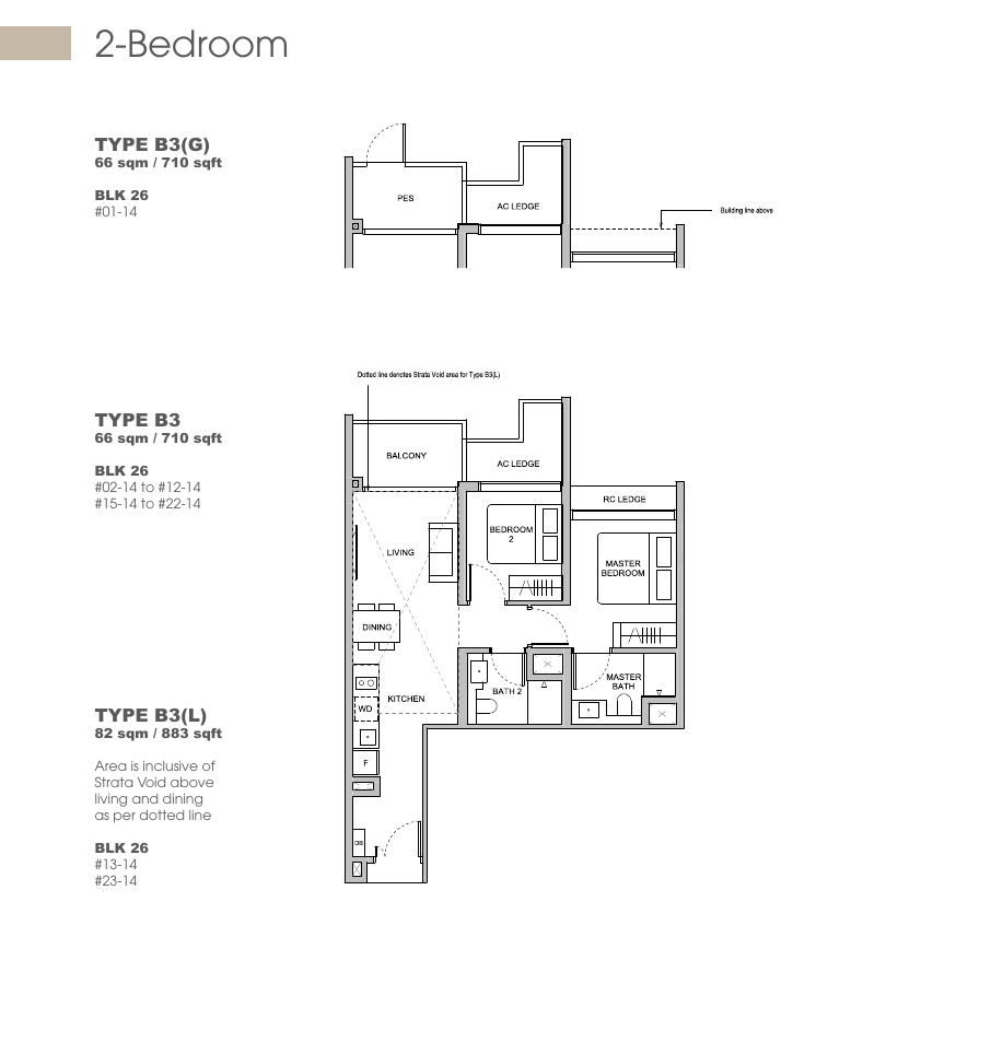 2 Bedroom floor plan Types B3